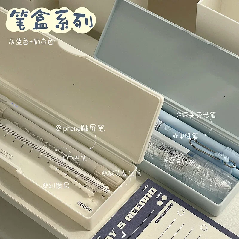 Pencil Cases Kawaii Translucent Plastic Pencil Bags Large Capacity Pen Box Stationery Holder