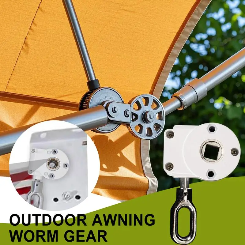 Outdoor Crank Gear Drive Awning Worm Gear Yard Lawn Balcony Patio Aluminum Alloy Awning Gearbox Canopy Accessories awning gearbox parts