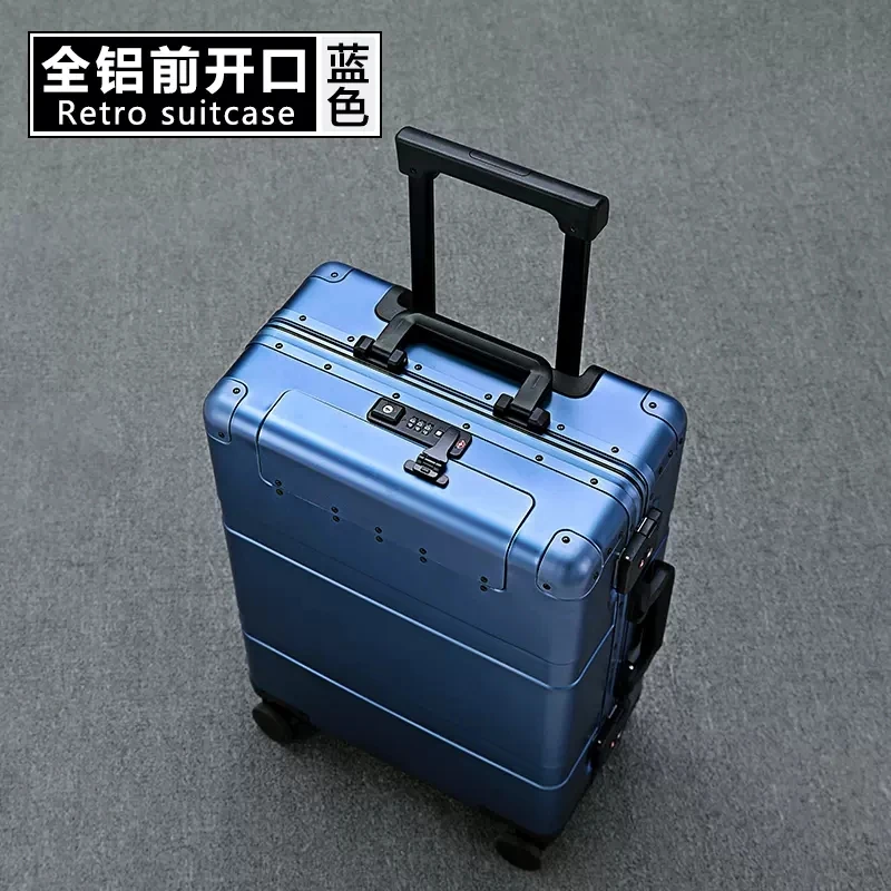 Front Opening 100% Aluminum Material Technology And Fashion High Quality trolley wheel Luggage Spinner brand Travel Suitcase