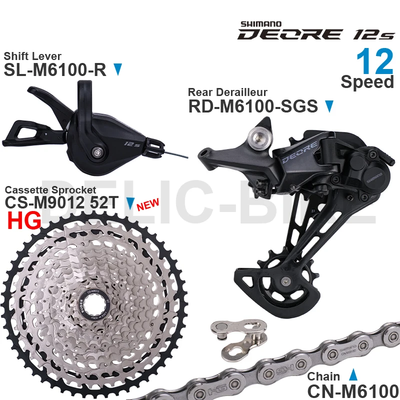 SHIMANO DEORE M6100 12speed Groupset SHIMANO DEORE M6100 12speed Groupset with Right Shifter Rear Derailleur Chain Original and SUGEK 11-50T 52T Cassette Sprocket