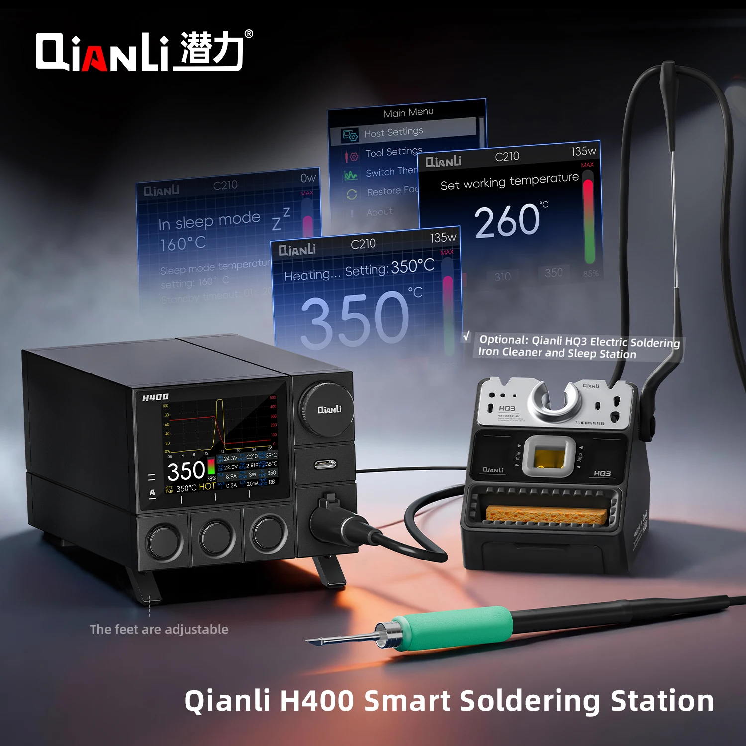QiANLi 400W 고출력 전원 공급 장치, 정밀 PID 온도 제어 알고리즘을 갖춘 지능형 납땜 스테이션