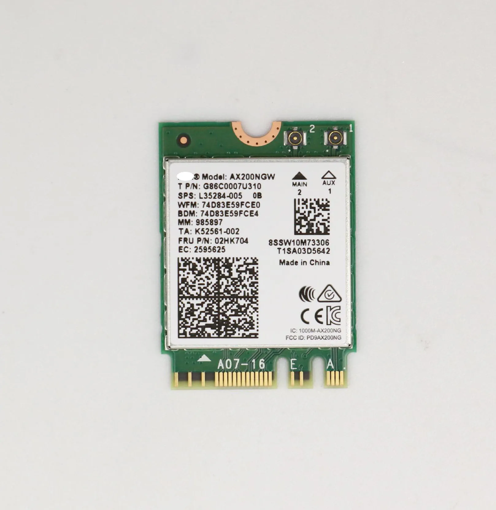 

Wifi 6 wireless card for intel ax200ngw wlan 2.4g/5g MU-MIMO bt 5.0 fru:02hk704 Lenovo Wireless card WIFI