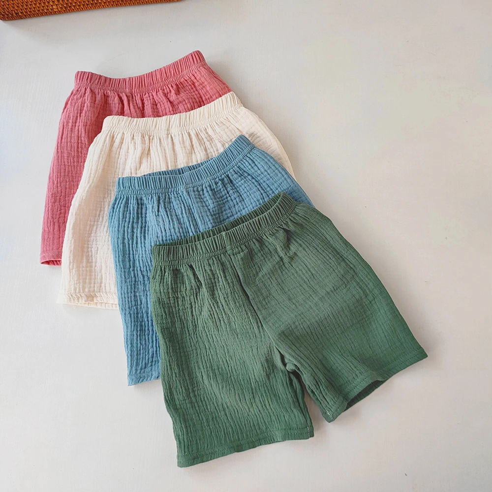 Summer Girl Boy Cotton Yarn Shorts Five-point Pants Kids Girls Thin Soft Comfortable Breathable Short Pants Children's Clothing kids shorts,kids trousers