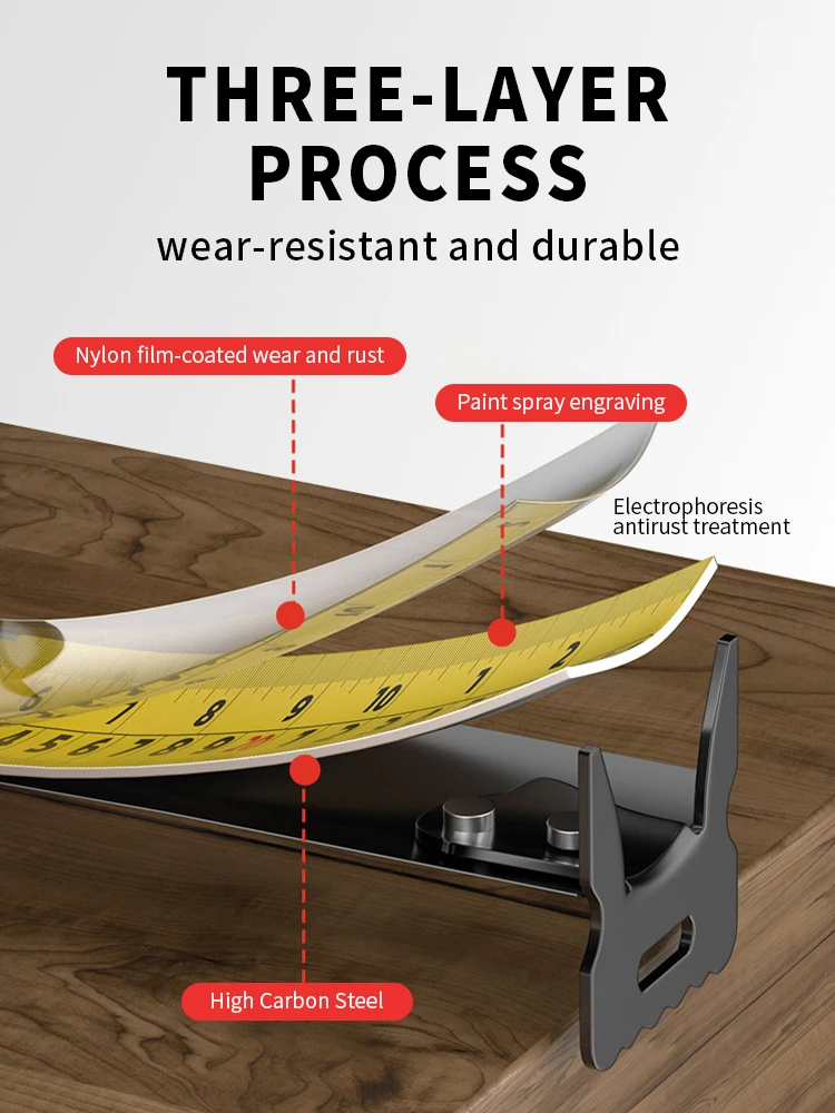 Wear-resistant Steel Tape Measure Measuring tools Anti-corrosion Retractable Ruler Woodworking Ruler Measuring Tools