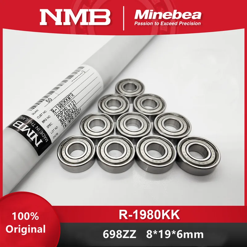 Minebea Nmb Rolamentos de Esferas em Miniatura Rolamento Original R1980kk 8x19x6 mm 698zz 1980 698 698z 8x19x6 mm