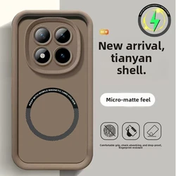 Magsafe Charge Magnetic Phone Case with Genuine Skin Feel Protection for Poco X6 Neo (Coffee)