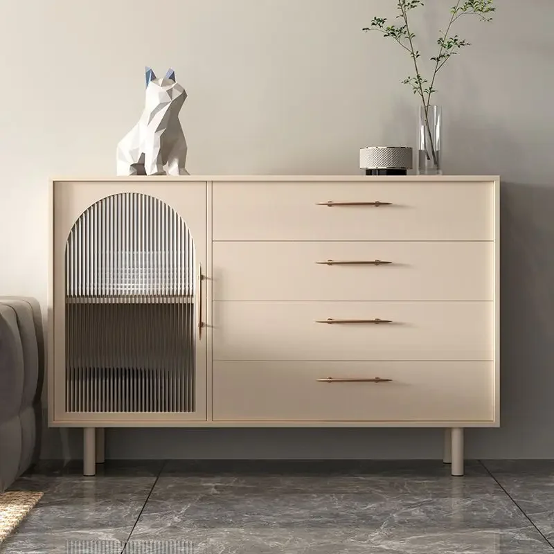 Nordic Household Cabinets Sideboards Living Room Solid Wood Cabinets Multifunctional Storage Locker White Cupboard with Drawers