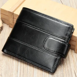 WESTAL Premium Leather RFID Men's Wallet - Cowhide Buckle Gift Edition (1192 - black)