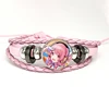 Project SEKAI Anime Momoi Airi MORE MORE JUMP! Pink Leather Bracelet Glass Cabochon Button Multilayer Bangles Wristband Gift 4
