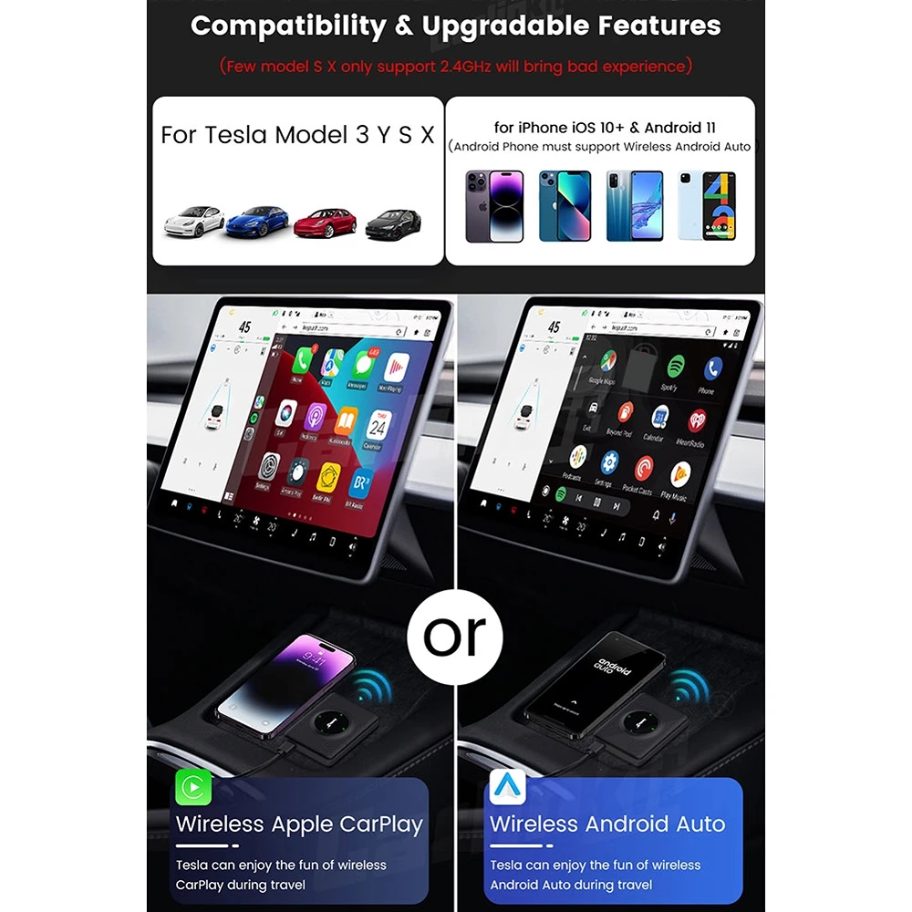 T2C Mini Carplay Wireless Box WiFi Bluetooth Adapter For Tesla Model 3/  X/Y/S Apple CarPlay Dongle OTA Online Upgrade – SCUMAXCON Official Store