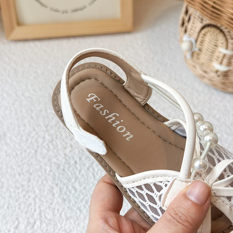 Girls Mesh Leather Sandals Summer Non Slip