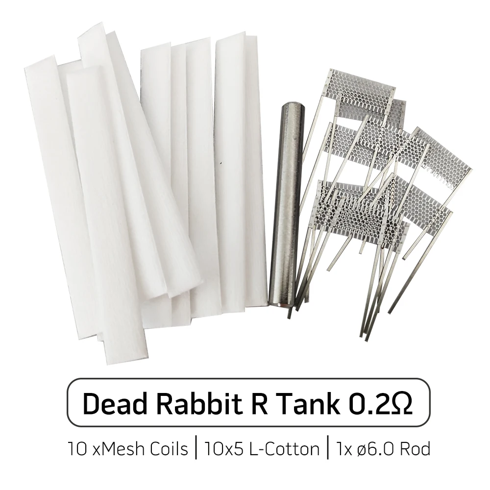 

1Set DIY Tool Rebuild Kit for Dead Rabbit R Tank 0.2ohmm 18x8mm Meshed Resistance 10 Strip L Cotton 6.0 Rod
