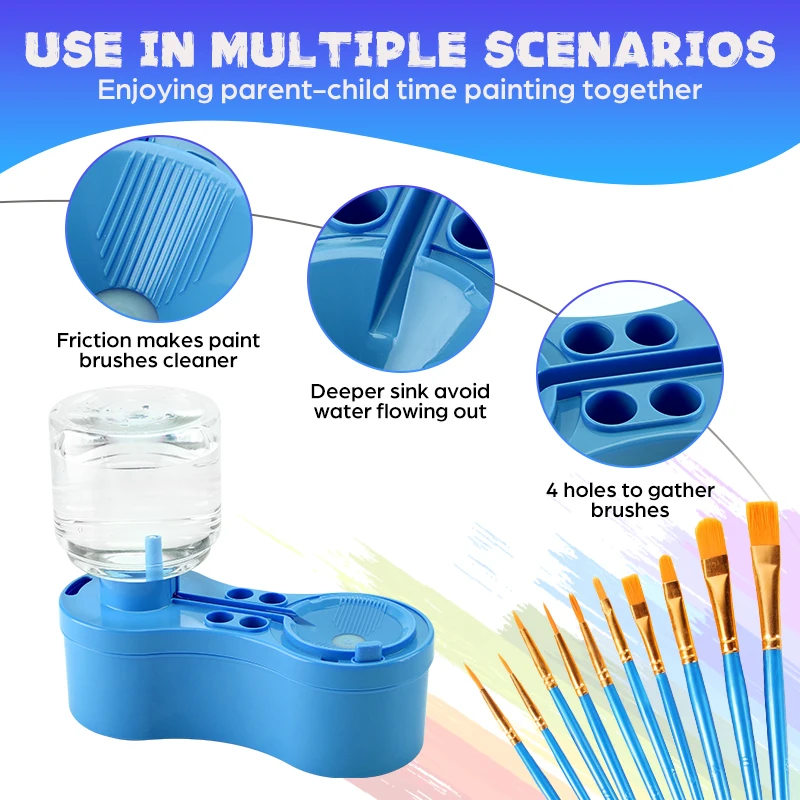 페인트 브러시 클리너 그림 용품 배수 및 브러시 홀더 도구 아크릴 수채화 수성 코팅 아이 선물