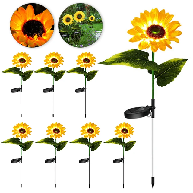 Sonnenblume Solar leuchten Outdoor-Dekor mit LEDs Sonnenblume gelbe Blume  Licht dekorativ wasserdicht für Terrasse Rasen Garten Weg - AliExpress