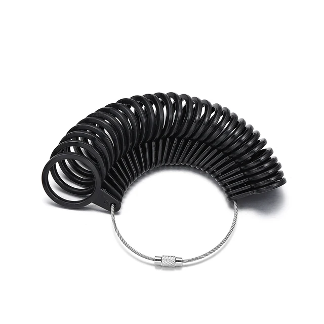 1pcs Professional Jewelry Tools Ring Mandrel Stick Finger Gauge Ring Sizer Measuring UK/US Size For DIY Jewelry Size Tool Sets ring Black