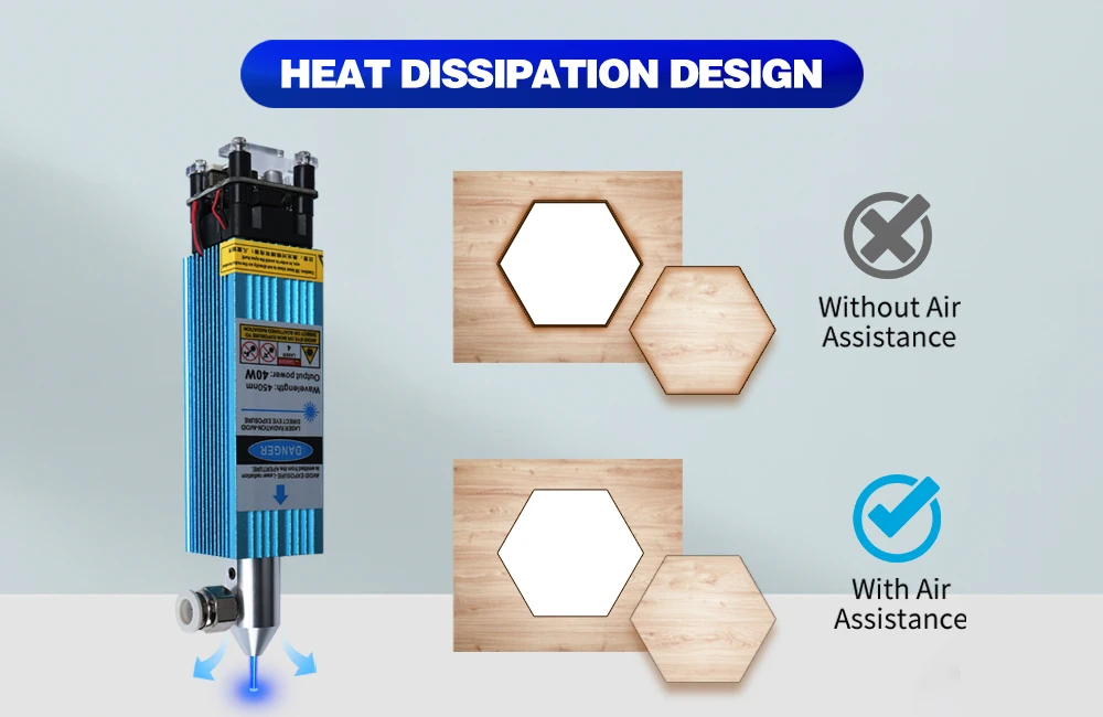 40W Fixed Focus Laser Fixed Focus Laser Head 450nm Metal Wood Acrylic Laser Engraving