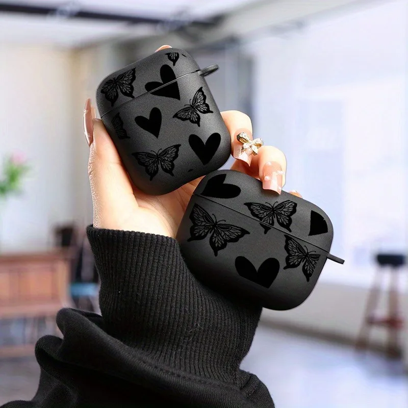 Butterfly Print Earphone Case for Airpods with Keychain