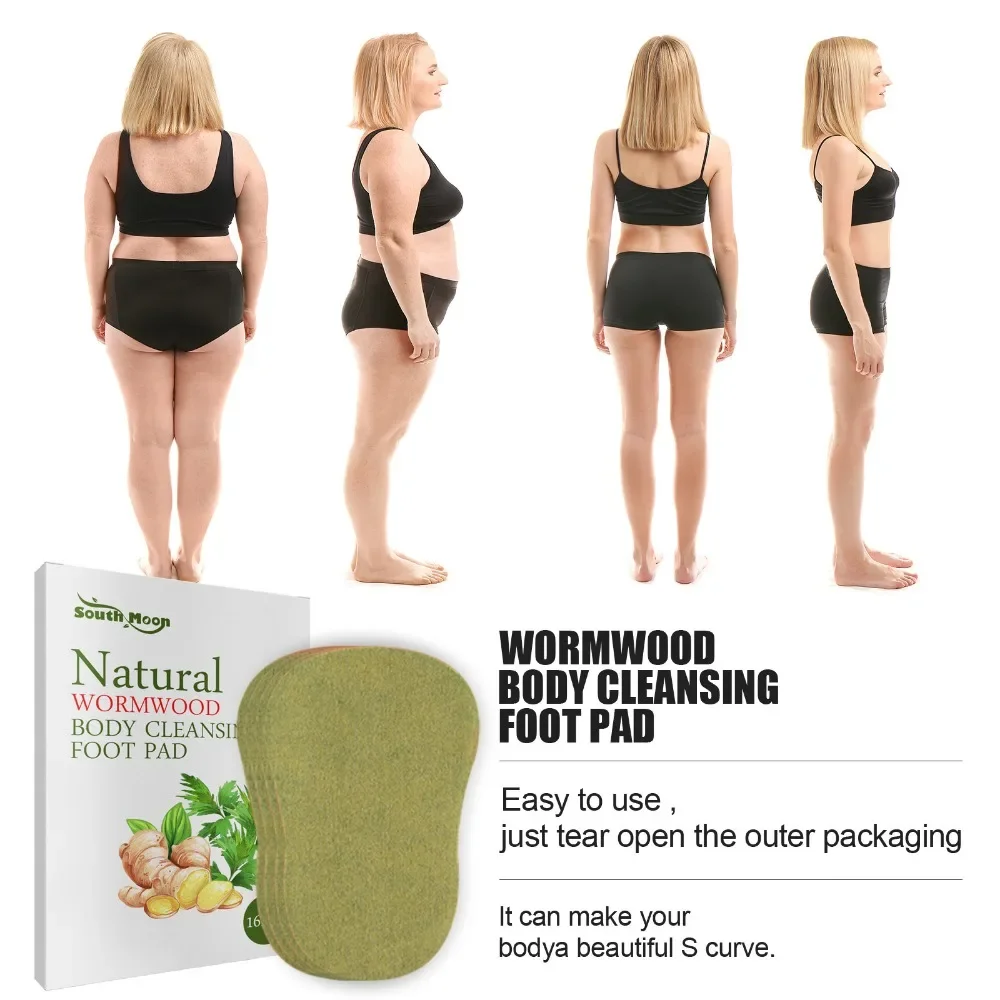 Detox Foot Patches Pads Natural Herbal Wormwood Artemisia Argyi 16pcs Feet Body Toxins Cleansing Relieve Stress natural herbal foot pads,foot pads