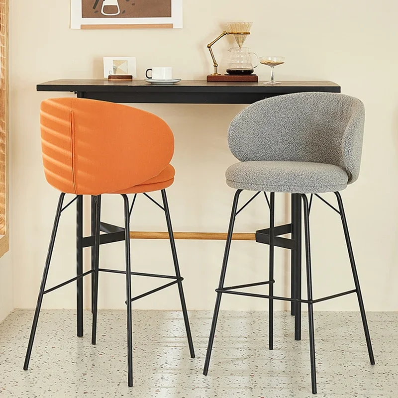 Nordic Flannel Bar Chair for Kitchen Bar Furniture Metal Wrought Iron High Feet The Chairs Home Simple Designer Front Desk Stool