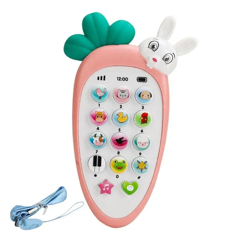 

Cute Carrot Baby Cell Phone Toy With Breathing Light Various Music Sounds Baby Phone Toys For 6 Months+ Teething Toys For Babies