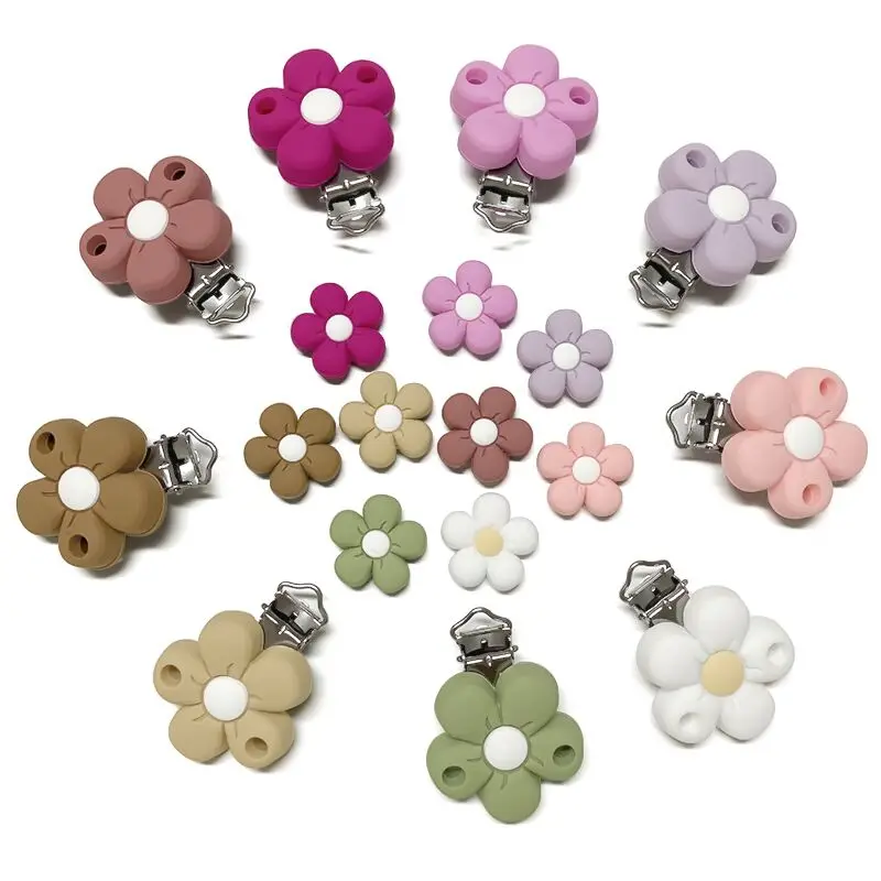 3pcs Flower Silicone  Pacifier Clip Holder Soother BPA Free Baby Nursing Clips Oral Care Teethiing Toys Clips Gift