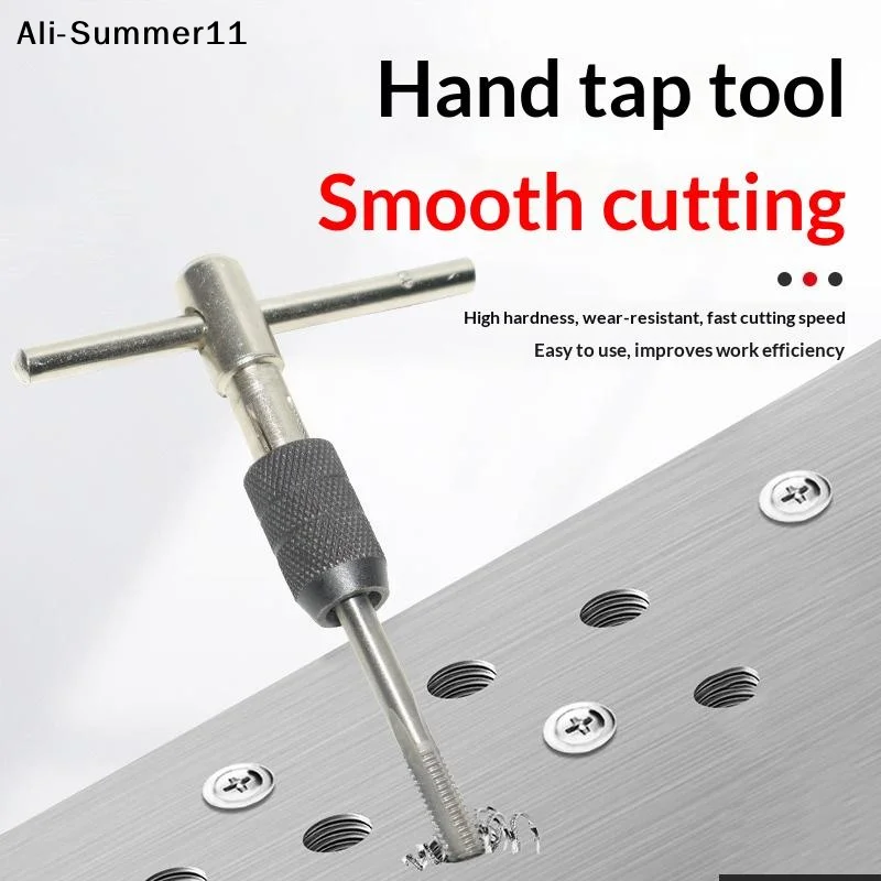 【Wq0】【Hlr】【Amn】【A1n】3-6mm T형 탭 렌치 5개 핸드 탭 M3-M8 태핑 스크루드라이버 렌치 나사산 태핑 수공구 세트