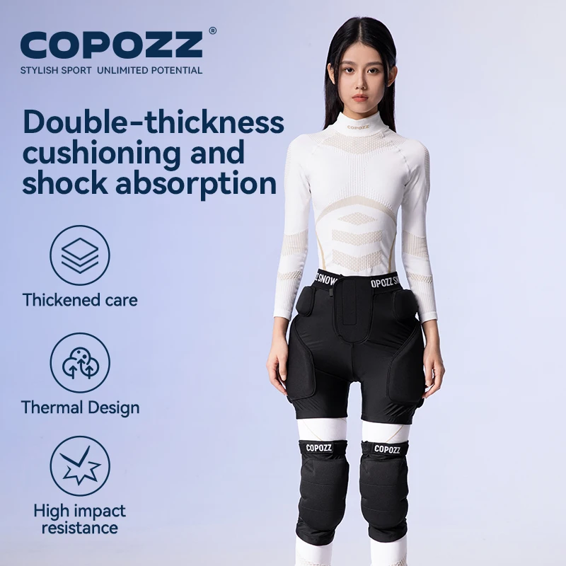 COPOZZ 23701 Extreme Sports Ski Skate Snowboard Protection Skiing Protector Knee Pads Skating Protective Hip Padded Shorts Pants S-XL