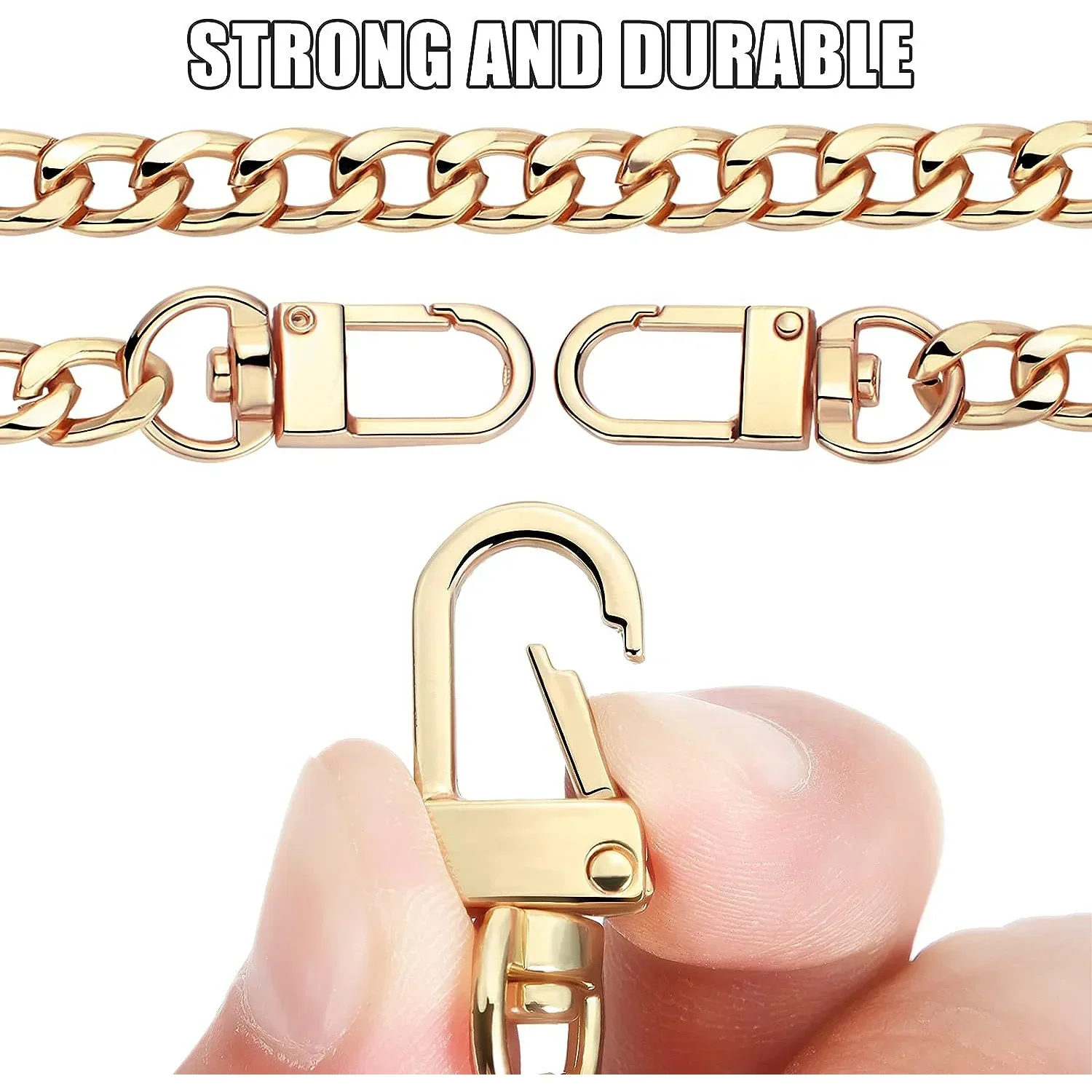 Bag Straps Flat Purse Chain Strap Crossbody Bag Replacement Strap with Metal Buckles for Wallet Purse Bags Replacement