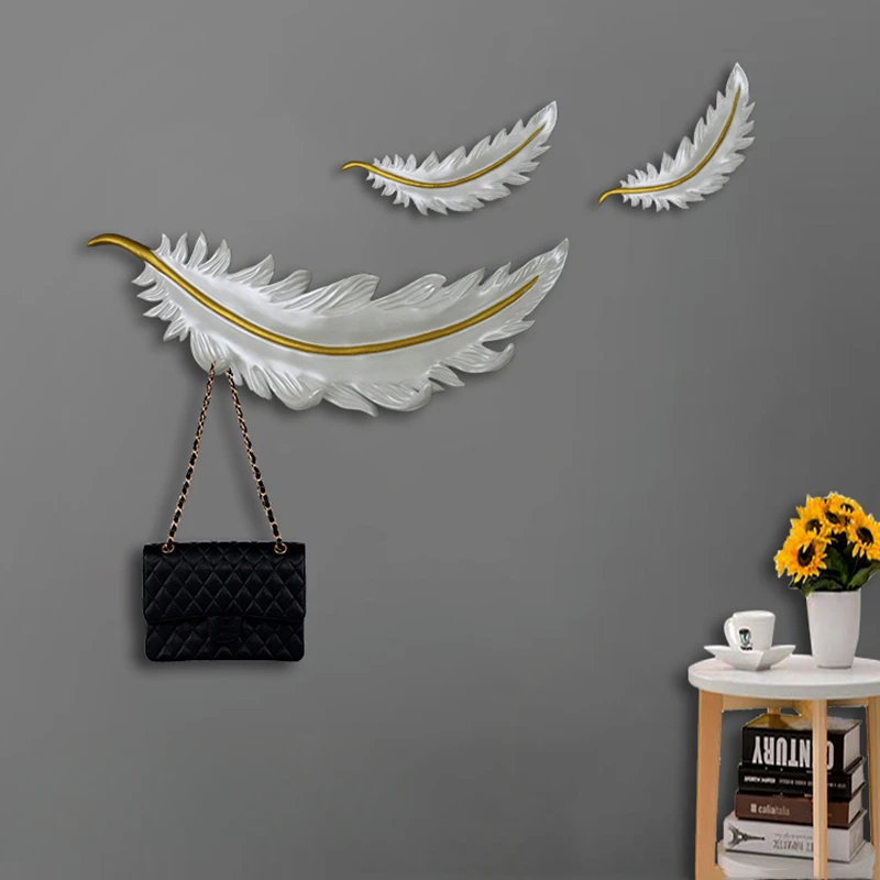 

Creative Resin Hook Feather Angel White Feather Background Wall Hanging Coat Storage Hook Key Home Decoration Ornaments