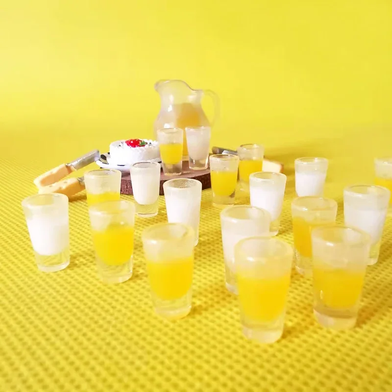 10 pcs Milk Juice Cups Miniatures Artificial Cup Fruit Bottles Fairy Garden Gnome Terrarium Doll House Decor
