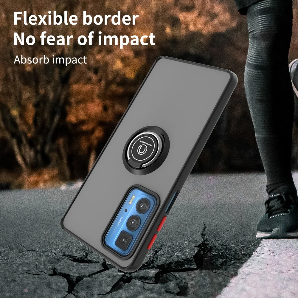 ShockProof Matte Ring Holder Phone Case with Enhanced Protection