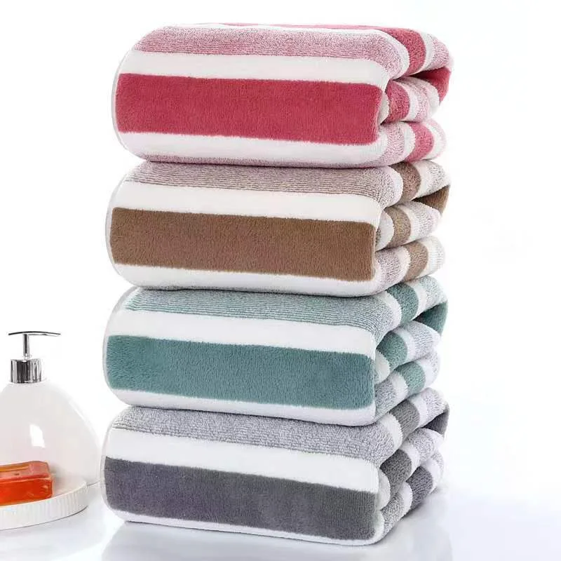 Home Towel Set Soft Absorbent Hand and Bath Towel Striped Pattern Bathroom bath towels,bamboo towel set