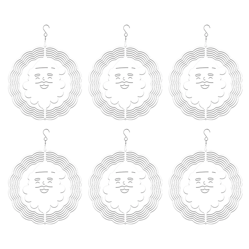 

6Pack 8 Inch Sublimation Wind Spinner Blanks Father Christmas Wind Spinners Hanging Wind Spinners For Outdoor Garden Easy To Use