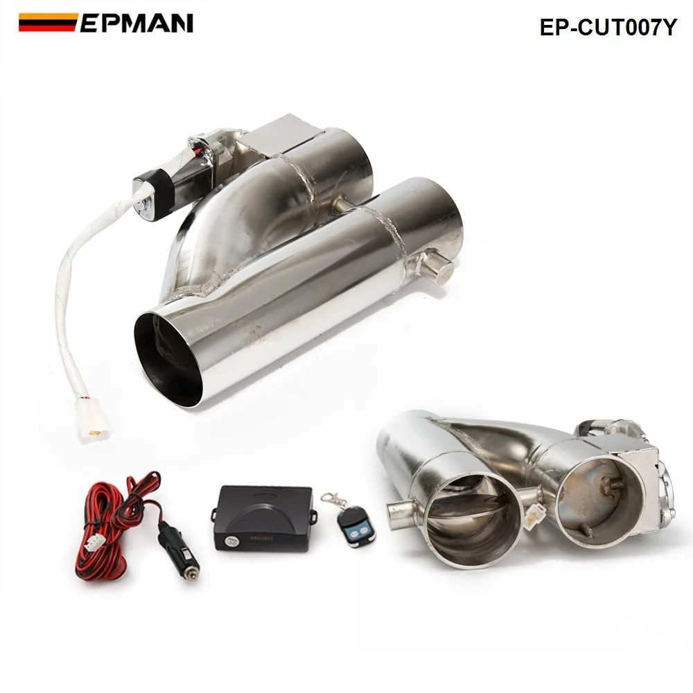 Patented Product 2"/2.25" / 2.5" / 3" Electric Exhaust Downpipe Cutout E-Cut Out Dual-Valve Controller Remote Kit EP-CUT007Y