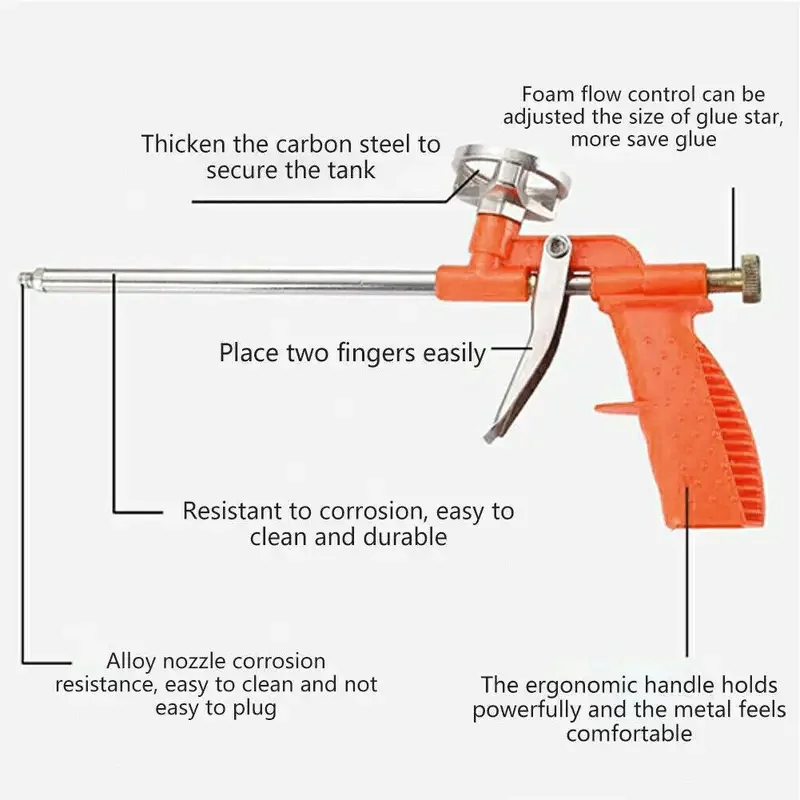 Foam Expanding Spray Gun Foaming Jet Glue Gun Metal Polyurethane Trigger Sprayer Pump Sealant Caulking Tool for House Renovation 6