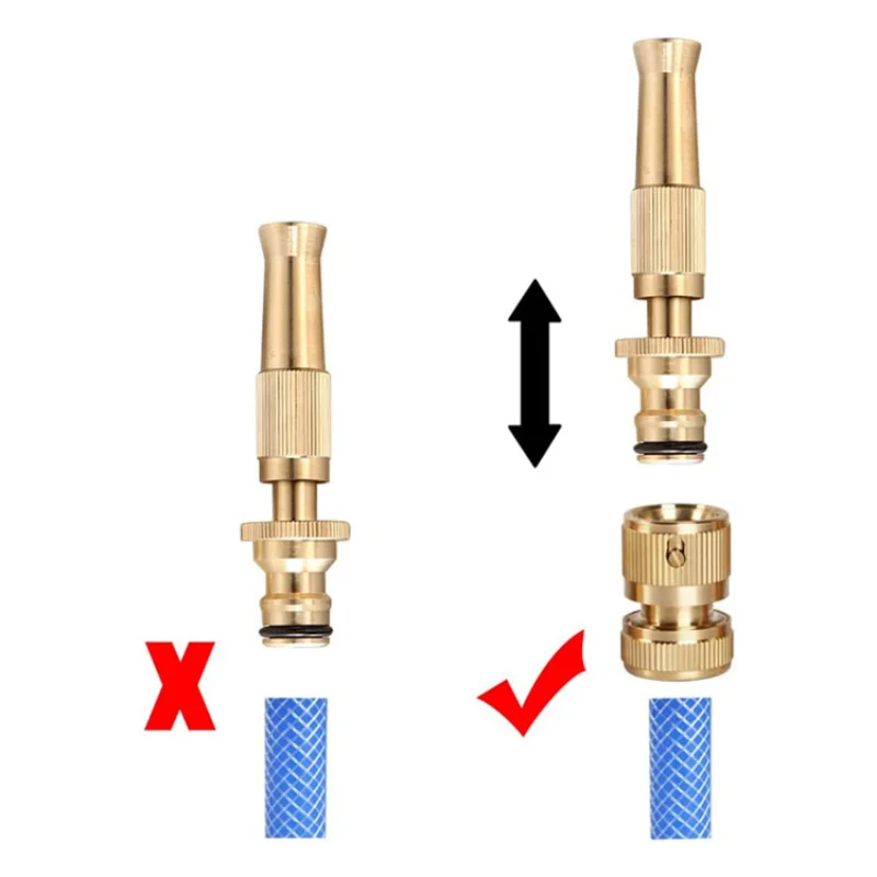 1/4 High Pressure Washer Shower Car Wash Water Gun Household Brush Car Watering Nozzle In-line Type Copper 4
