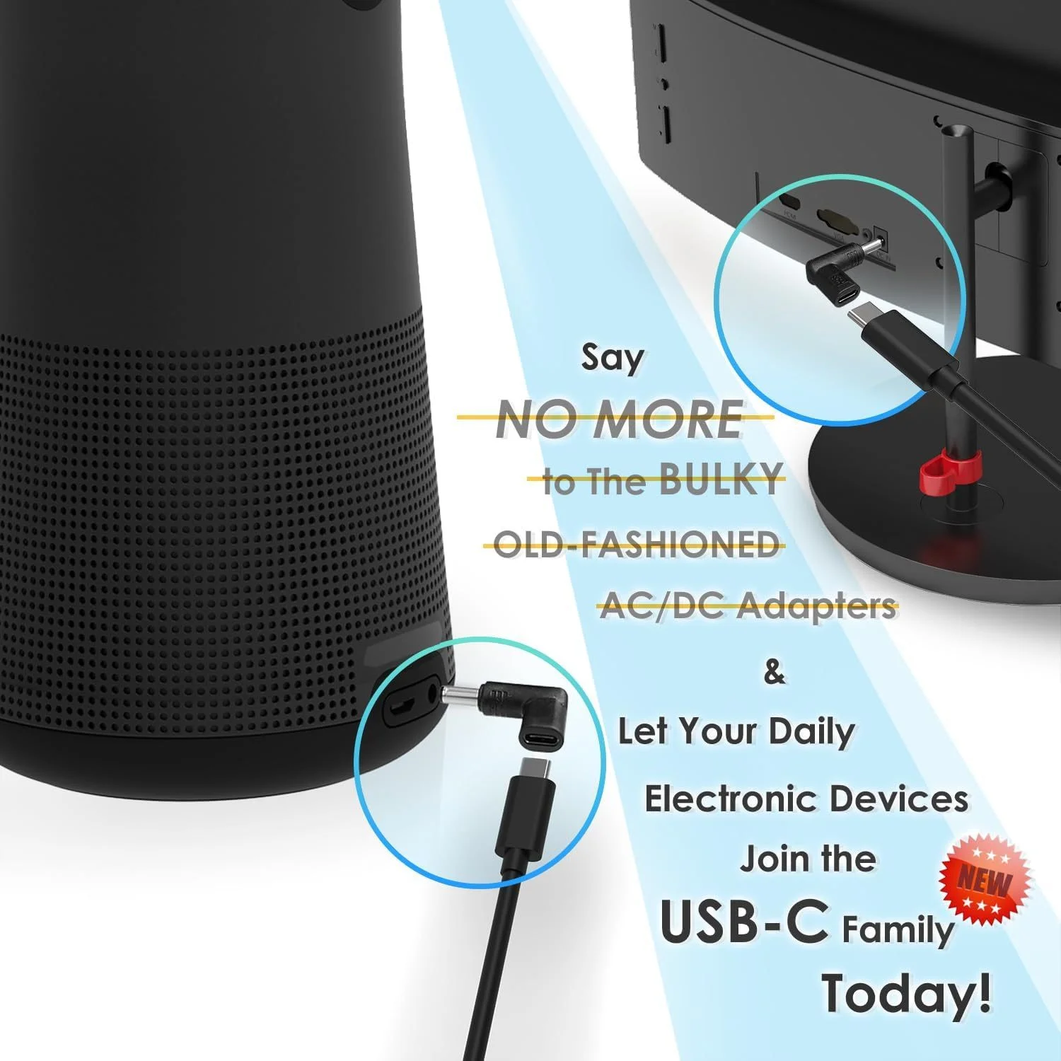 Angled USB-C to DC 5V Charging Adapter Plug