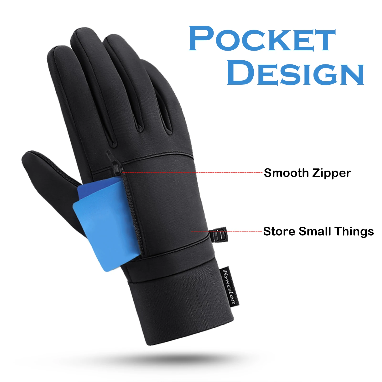 Men Winter Waterproof Gloves Touchscreen Anti-Slip Fleece Thermal for Outdoor Skiing Ice Fishing Cycling