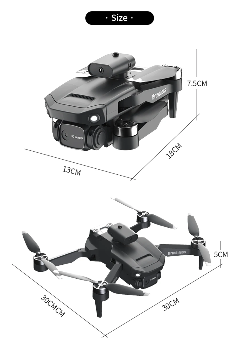 JJRC H115 Brushless Drone, Size 7.5CM Brushless _ cier 18CM 13CM 3OCMCM 30