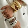 DIEZI 4 Style Punk Irregular Chunky Metal Wide Cuff Bangles Hip Hop Gold Silver Color Geometric Bangles Women Men Bracelet Set 4