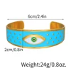 Classic 18K Gold Color Stainless Steel Colorful Enamel Lucky Turkish Evil Eye Open Cuff Charm Bangle Bracelets For Women Jewelry 2