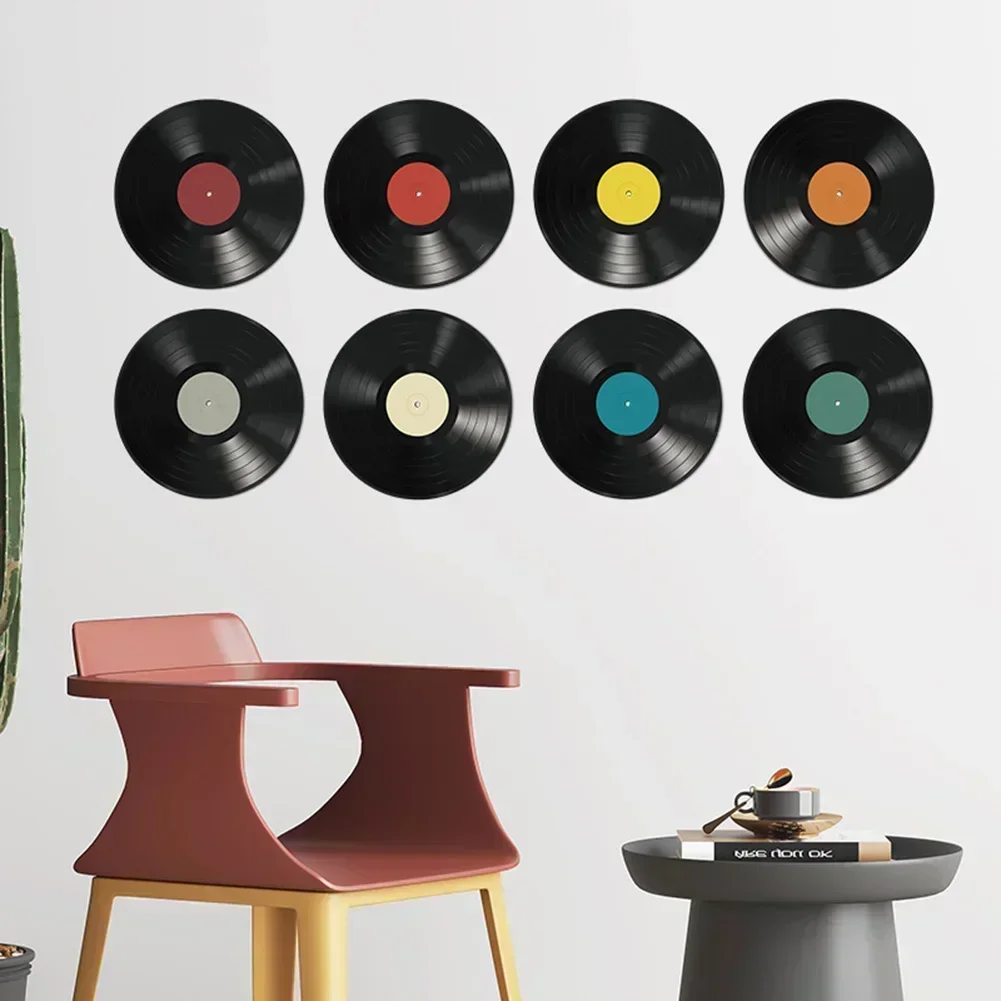 8PCS Vinyl Records Wall Stickers Record Decor Decal Music Aesthetic Signs Mural Home Restaurant Bar House Decoration Stickers