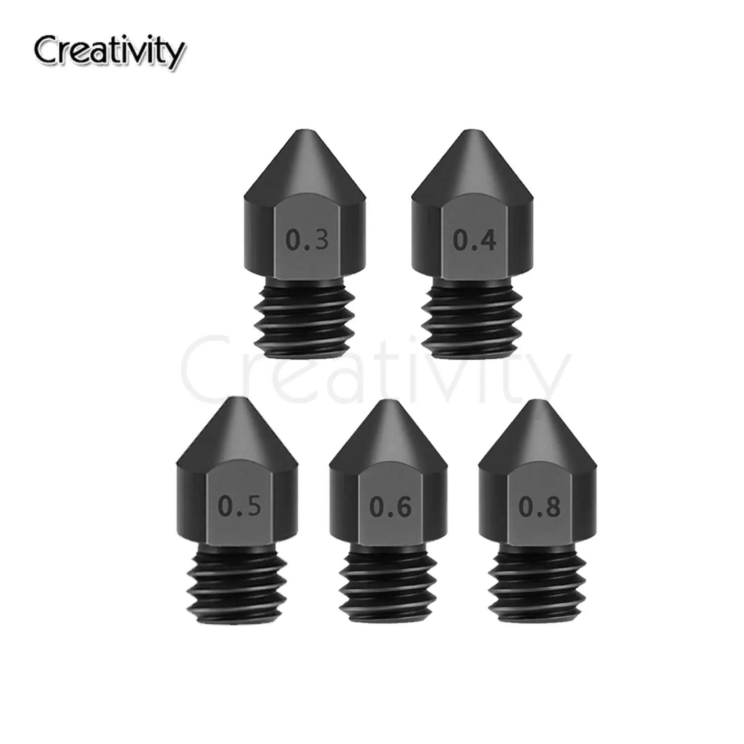 1/3/5PC MK8 Nozzle Super Hard Steel Mold Steel Corrosion-Resistant Extruder Threaded 1.75mm MK8 Hardened Steel Nozzle for Ender3 3d printer parts mk7 mk8 steel mold super hard nozzle m6 threaded corrosion resistant 1 75mm for ender 3 cr10 ender 3 pro