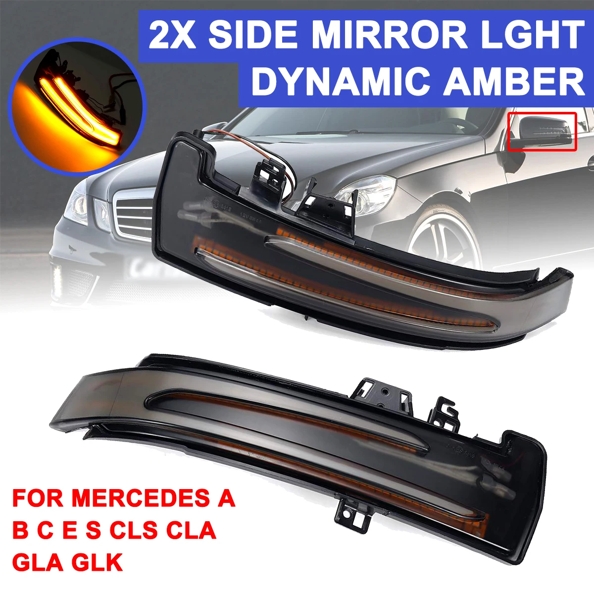 

Led Car Daytime Fog Day Running Lights Rearview Mirror Dynamic Strobe Strip Turn Lamp For Mercedes Benz A B S C E GLA GLK