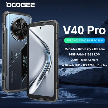 DOOGEE V40 Pro 5G téléphone robuste 6.78 "16GB + 512GB téléphones de jeu dimension 7300 200MP AI caméra 8680mAh Android 14 1