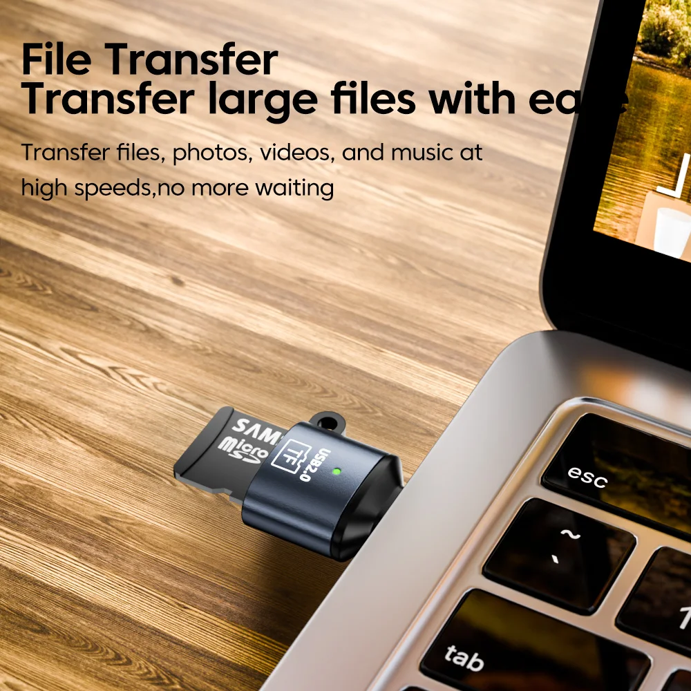 타입-C 2.0 카드 리더 TF 미니 자동차 메모리 카드 리더 아이폰 17 16 15 PC USB 2.0 카드 리더 (마이크로 TF 지원)