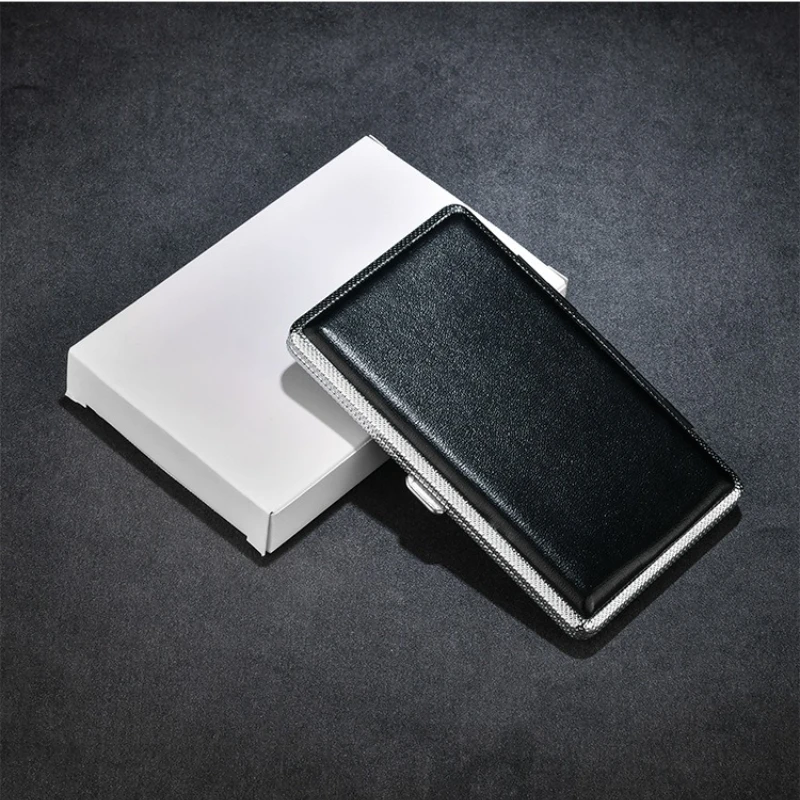 Ultra-Thin PU Leather Cigarette Storage Box - 20 Cigarette Capacity, 10cm Length