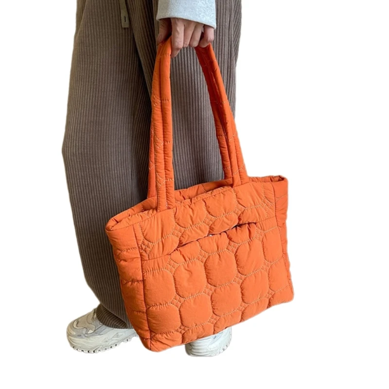 

E74B Stylish Quilted Embroidery Thread Handbag Lightweight & Spacious Single Shoulder Bag Versatile & Durable Handbag Gift