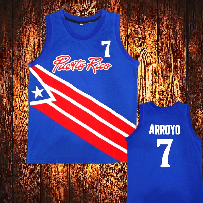 2004 Carlos Arroyo #7 Eddie Casiano #5 Team Puerto Rico Basketball Jerseys Embroidery Youth Kids Adult Any Size And name