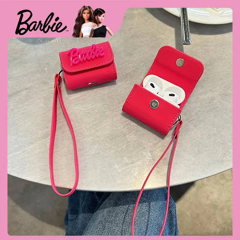 

Barbie Kawaii Three-Dimensional Logo Anime Bluetooth Headphone Protective Cover for Airpods 3 Leather Soft Shell with Lanyard